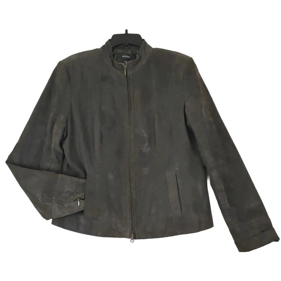 Alfani ~Woman Size XL~ Brown 100% Leather Full Zip Lined Pockets Ladies Jacket. - Picture 6 of 12
